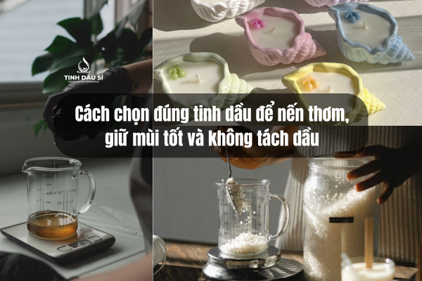 Tinh dầu sản xuất nến: Cách chọn đúng để nến thơm, giữ mùi tốt và không tách dầu