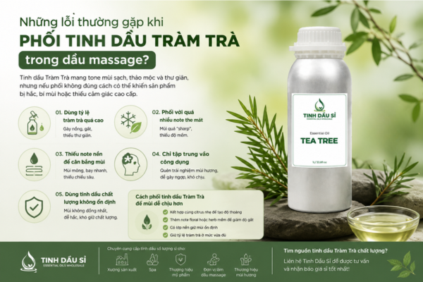 Những lỗi thường gặp khi phối tinh dầu Tràm Trà trong dầu massage?