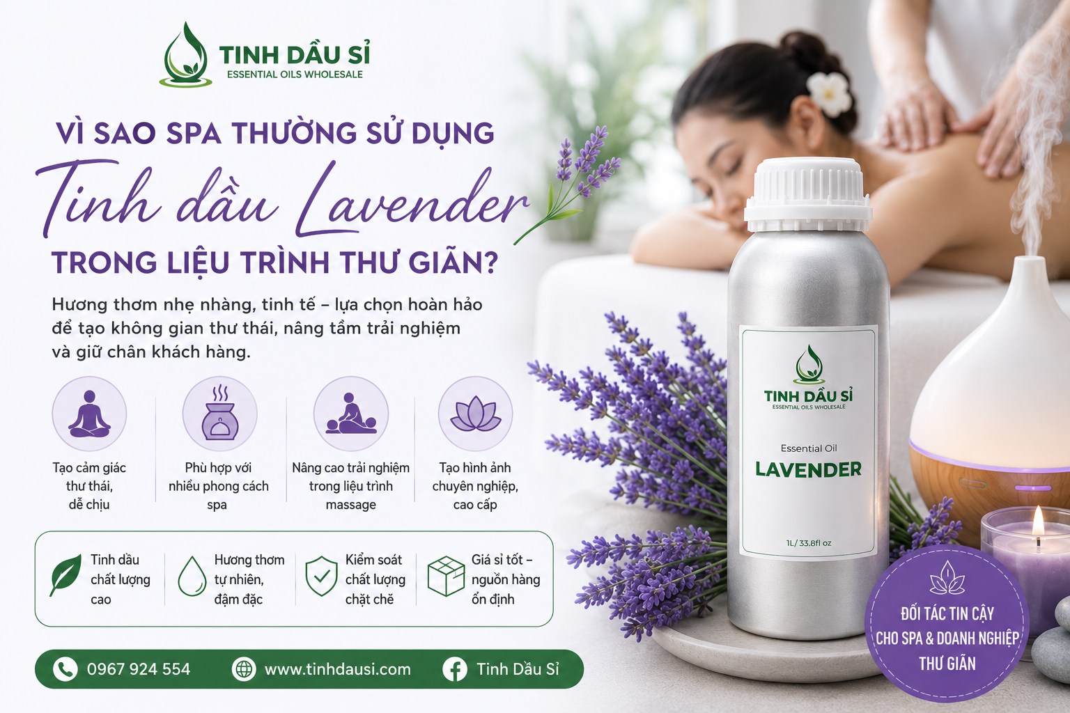 Vì sao spa thường sử dụng tinh dầu Lavender trong liệu trình thư giãn?
